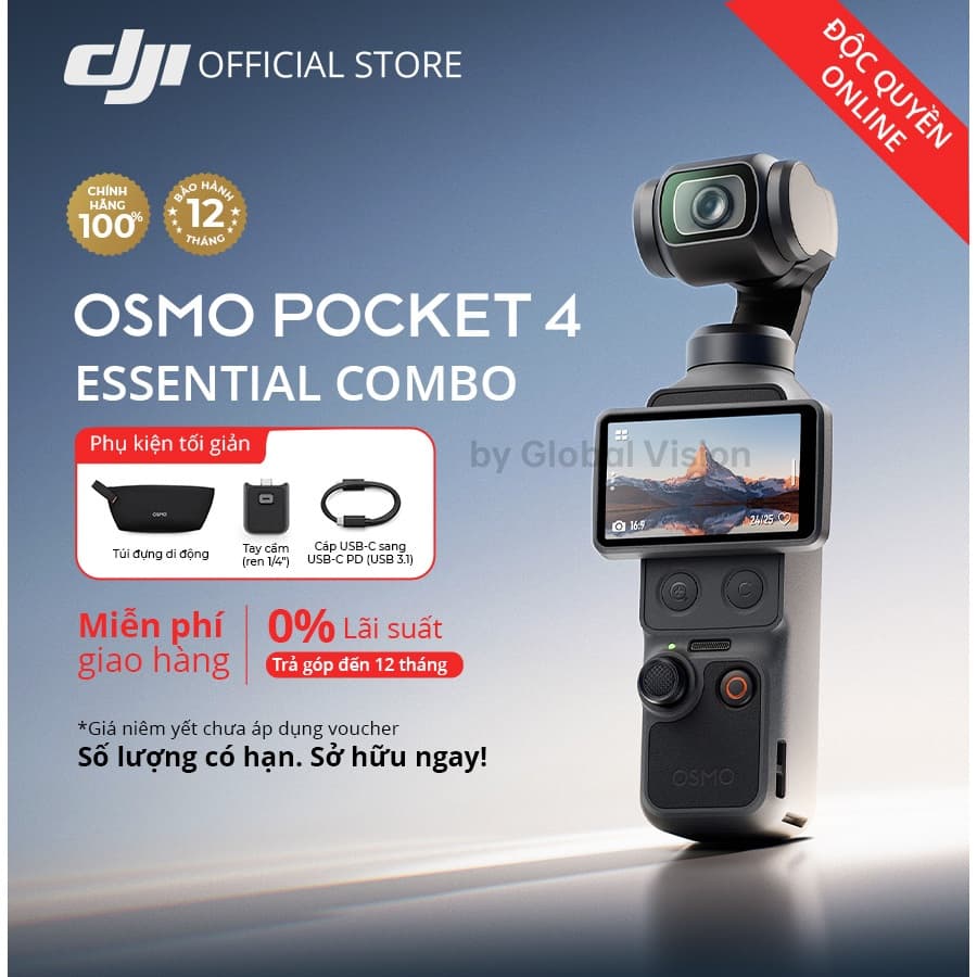 (Độc quyền Online) DJI Osmo Pocket 4 Essential Combo | Dự kiến về hàng 13.6 | Camera nhỏ gọn quay video 4K góc rộng
